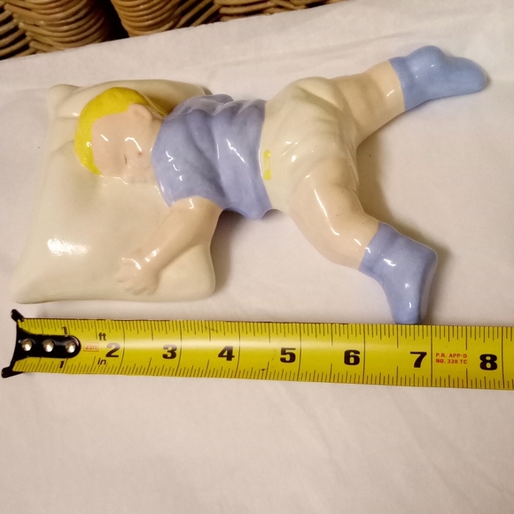 Vintage Handmade 1979, Baby Boy Sleeping on A Pillow Porcelain Ceramic 8"L x5.5 - Picture 9 of 10